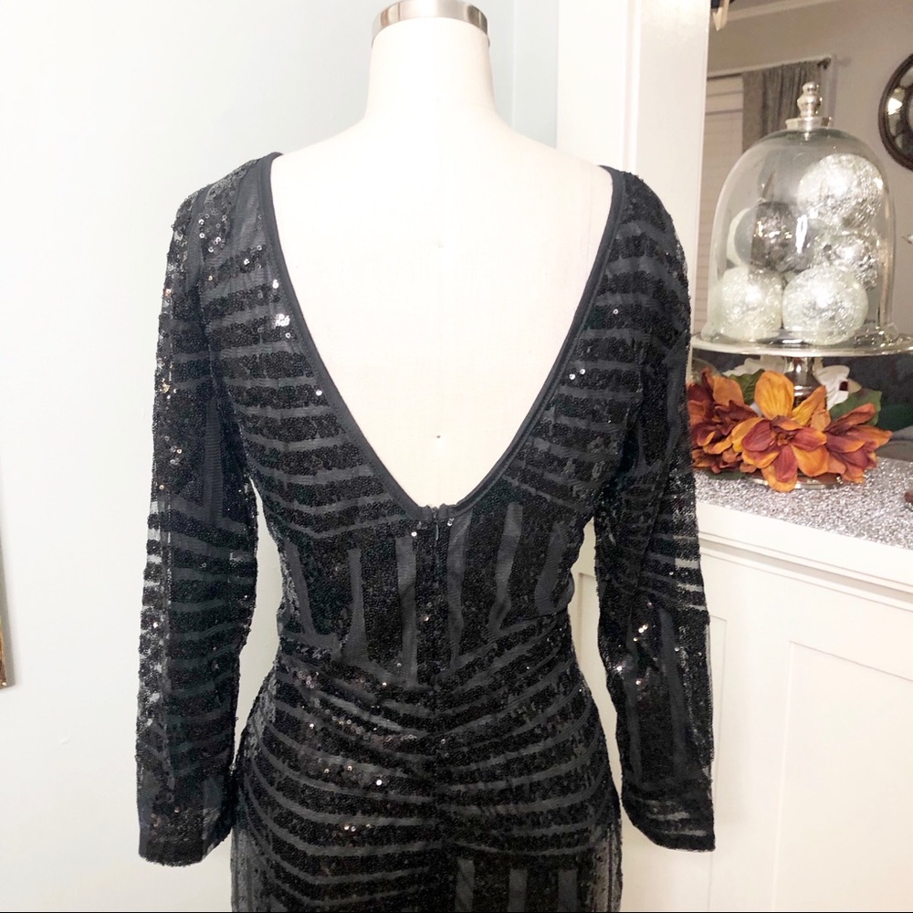 Black Sequin Glitter Bodycon Cocktail Party Dress - Picture 7 of 8